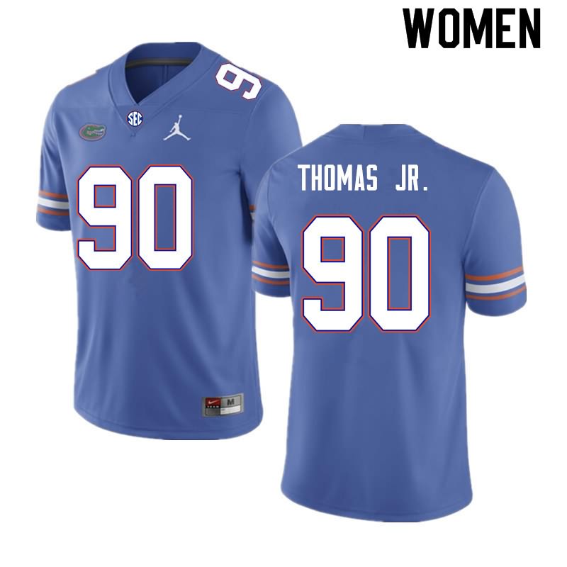 Women's NCAA Florida Gators Chris Thomas Jr. #90 Stitched Authentic Nike Royal College Football Jersey PGW5665QR